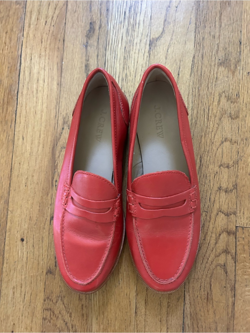 J. Crew Women's Bright Red Leather Penny Loafers